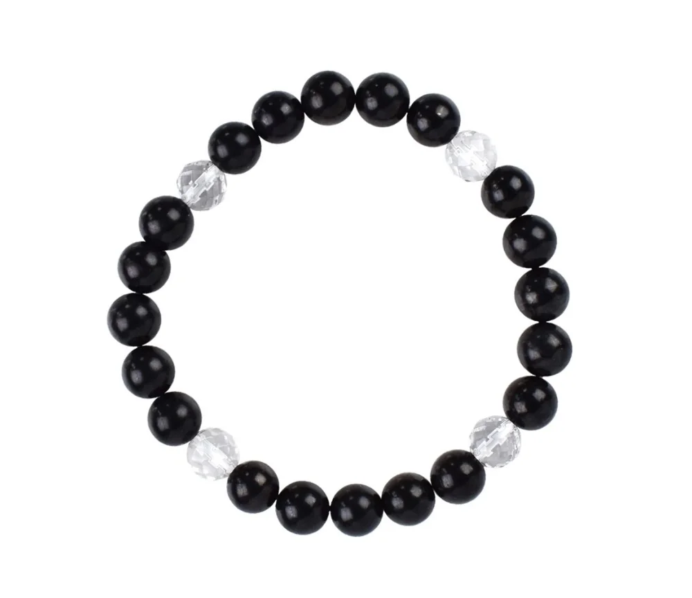 Armband - Kugeln - 8mm - Schungit, Bergkristall facettiert