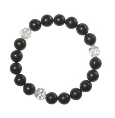 Armband - Schungit, Bergkristall facettiert, 10mm Kugeln