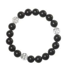 Armband - Schungit, Bergkristall facettiert, 10mm Kugeln