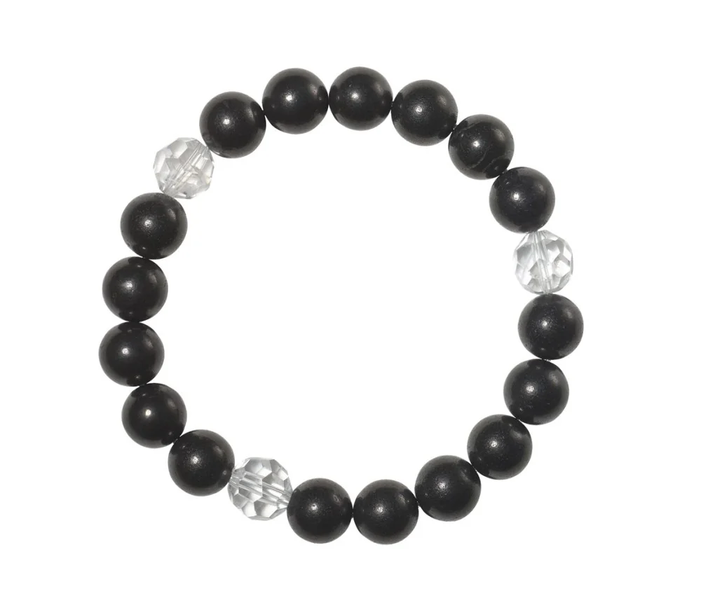 Armband - Schungit, Bergkristall facettiert, 10mm Kugeln