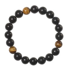Armband - Schungit, Tigerauge, 10mm Kugeln