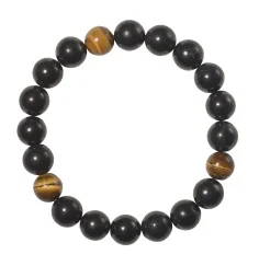 Armband - Schungit, Tigerauge, 10mm Kugeln