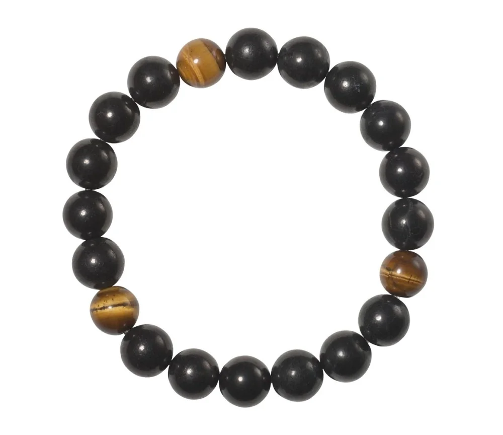 Armband - Schungit, Tigerauge, 10mm Kugeln