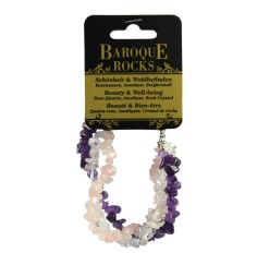 Armband - Barock Kombi - Rosenquarz, Amethyst, Bergkristall - Schönheit & Wohlbefinden