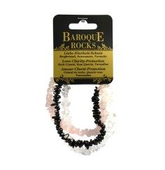 Armband - Barock Kombi - Bergkristall, Rosenquarz, Schörl (stab.) - Liebe,Klarheit, Schutz