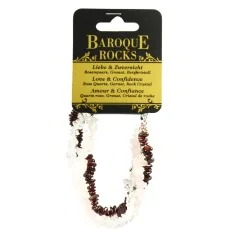 Armband - Barock Kombi - Rosenquarz, Granat, Bergkristall - Liebe & Zuversicht