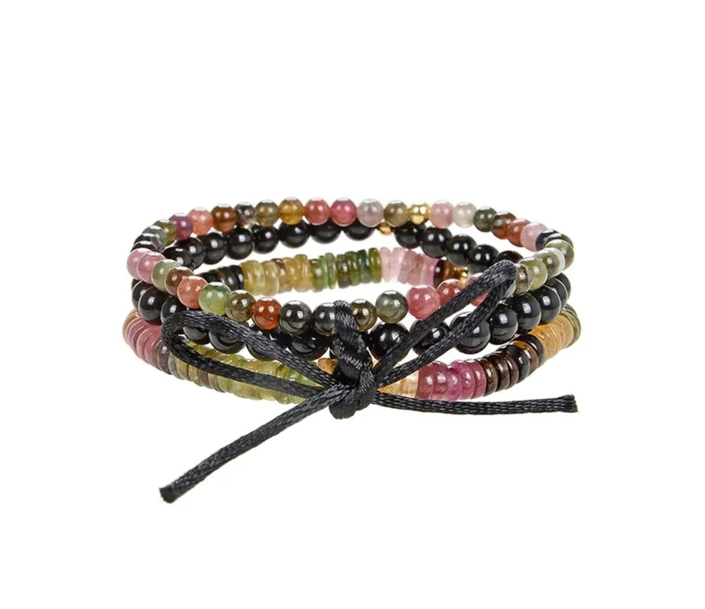Armband - Set Turmalin (Turmalin bunt, grün, schwarz), 18cm (mittel)