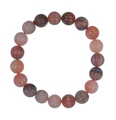 Armband - Achat (rosa), 12mm Kugeln  Pumpkin/Kürbis