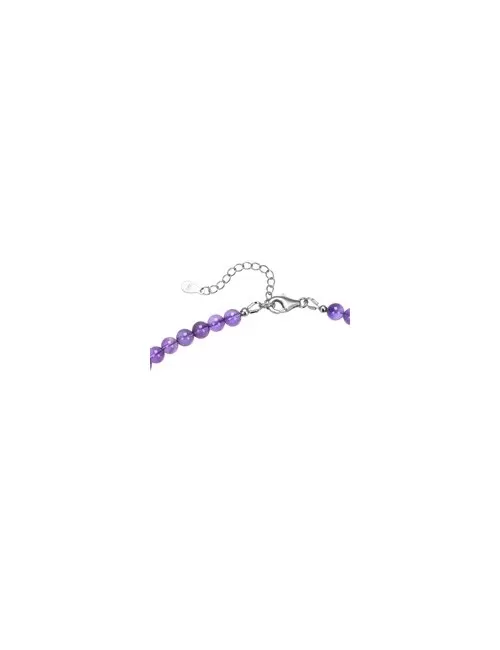 Armband - Amethyst, 6mm-Kugeln, Verlängerungskettchen, rhodiniert