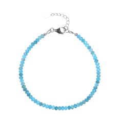 Armband - Apatit (stab.), 3,5mm-Button facettiert, Verlängerungskettchen, rhodiniert