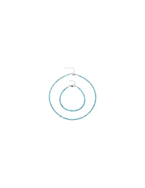 Armband - Apatit (stab.), 3,5mm-Button facettiert, Verlängerungskettchen, rhodiniert