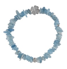 Armband - Aquamarin, mit Kleeblatt