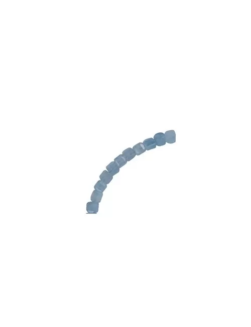 Armband - Aquamarin, 4mm-Würfel facettiert, Verlängerungskettchen, rhodiniert