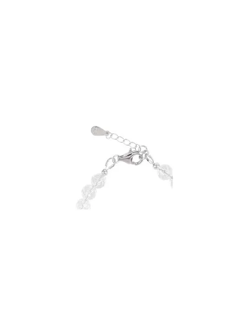 Armband - Bergkristall, 6mm-Kugeln facettiert, Verlängerungskettchen, rhodiniert