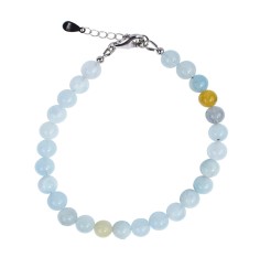 Armband - Beryll Kugeln (6mm), rhodiniert, Verlängerungskettchen