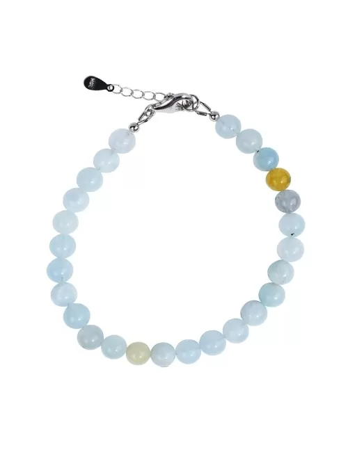 Armband - Beryll Kugeln (6mm), rhodiniert, Verlängerungskettchen