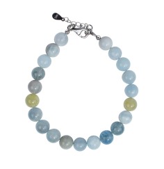 Armband - Beryll Kugeln (8mm), rhodiniert, Verlängerungskettchen