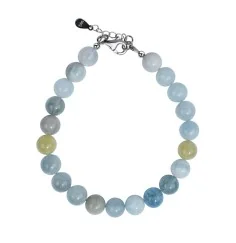 Armband - Beryll Kugeln (8mm), rhodiniert, Verlängerungskettchen