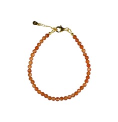 Armband - Carneol (gebr.) Würfel (4mm) facettiert, vergoldet, Verlängerungskettchen