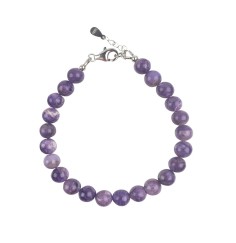 Armband - Charoit, 7mm-Kugeln, Verlängerungskettchen, rhodiniert