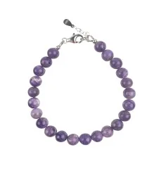 Armband - Charoit, 7mm-Kugeln, Verlängerungskettchen, rhodiniert