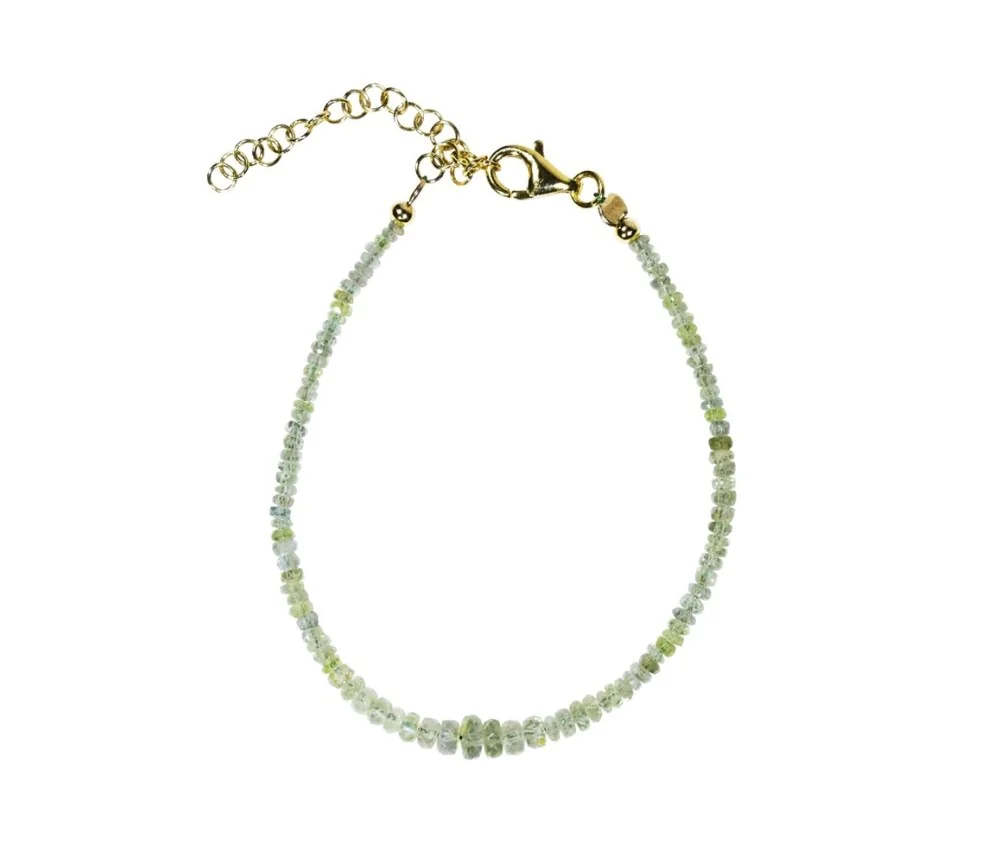 Armband - Chrysoberyll, 2,5-5,0mm Button facettiert, Verlängerungskettchen, vergoldet