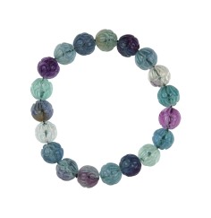 Armband - Fluorit, 10mm Kugeln mit Blumenmuster