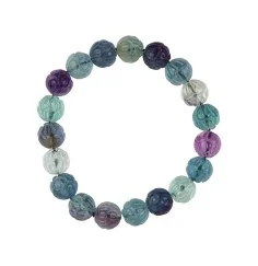 Armband - Fluorit, 10mm Kugeln mit Blumenmuster
