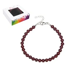 Armband - Granat 6mm-Kugeln, Verlängerungskettchen, rhodiniert