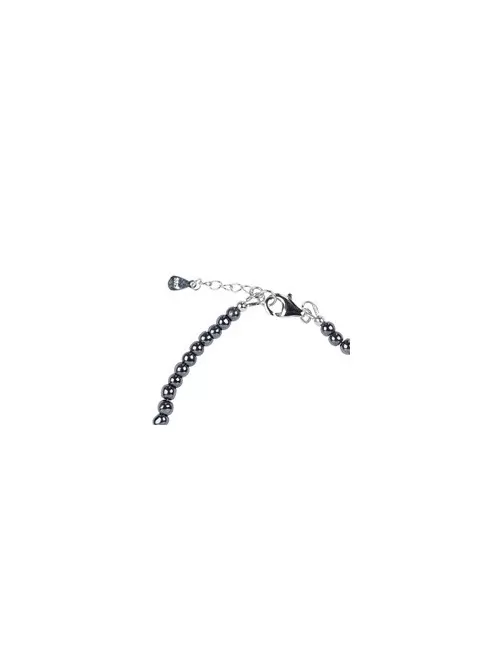 Armband - Hämatit (natur), 6mm-Kugeln, Verlängerungskettchen, rhodiniert