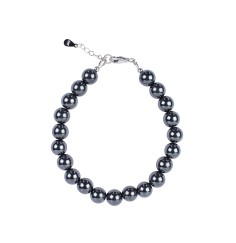 Armband - Hämatit (natur), 8mm-Kugeln, Verlängerungskettchen, rhodiniert