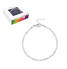 Armband - Labradorit (dunkel), Kugeln (3mm) facettiert, rhodiniert, Verlängerungskettchen