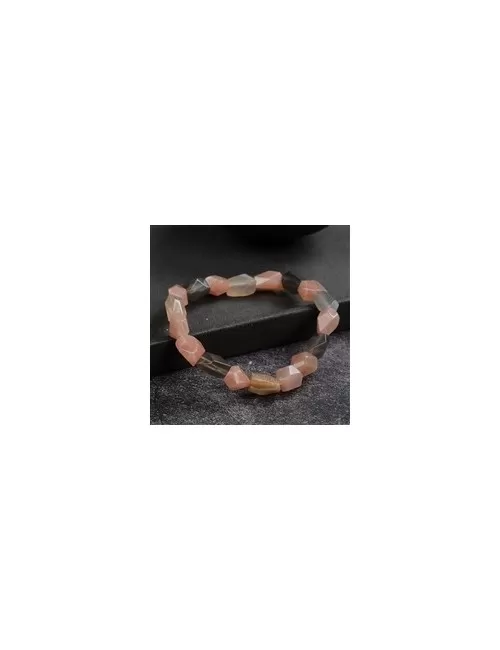Armband - Mondstein (bunt), 08 x 10mm Nuggets, facettiert