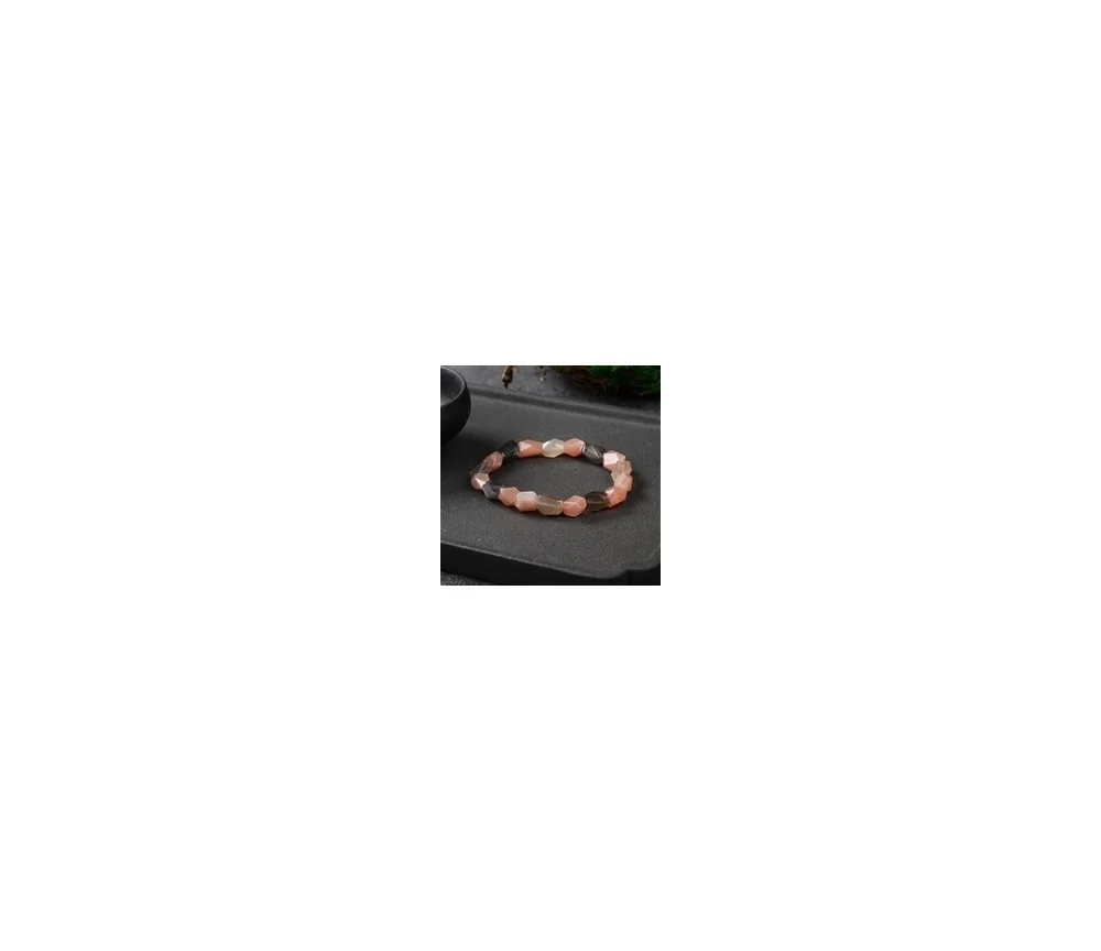 Armband - Mondstein (bunt), 08 x 10mm Nuggets, facettiert