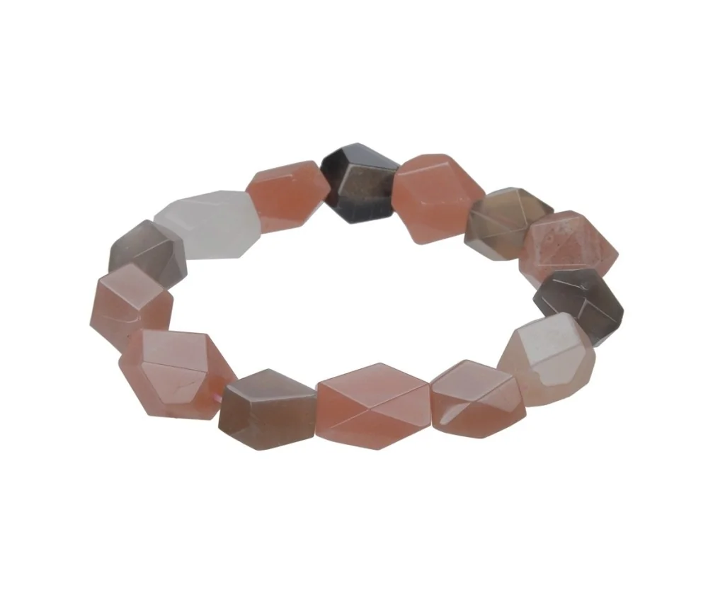 Armband - Mondstein (bunt), 12 x 16mm Nuggets, facettiert