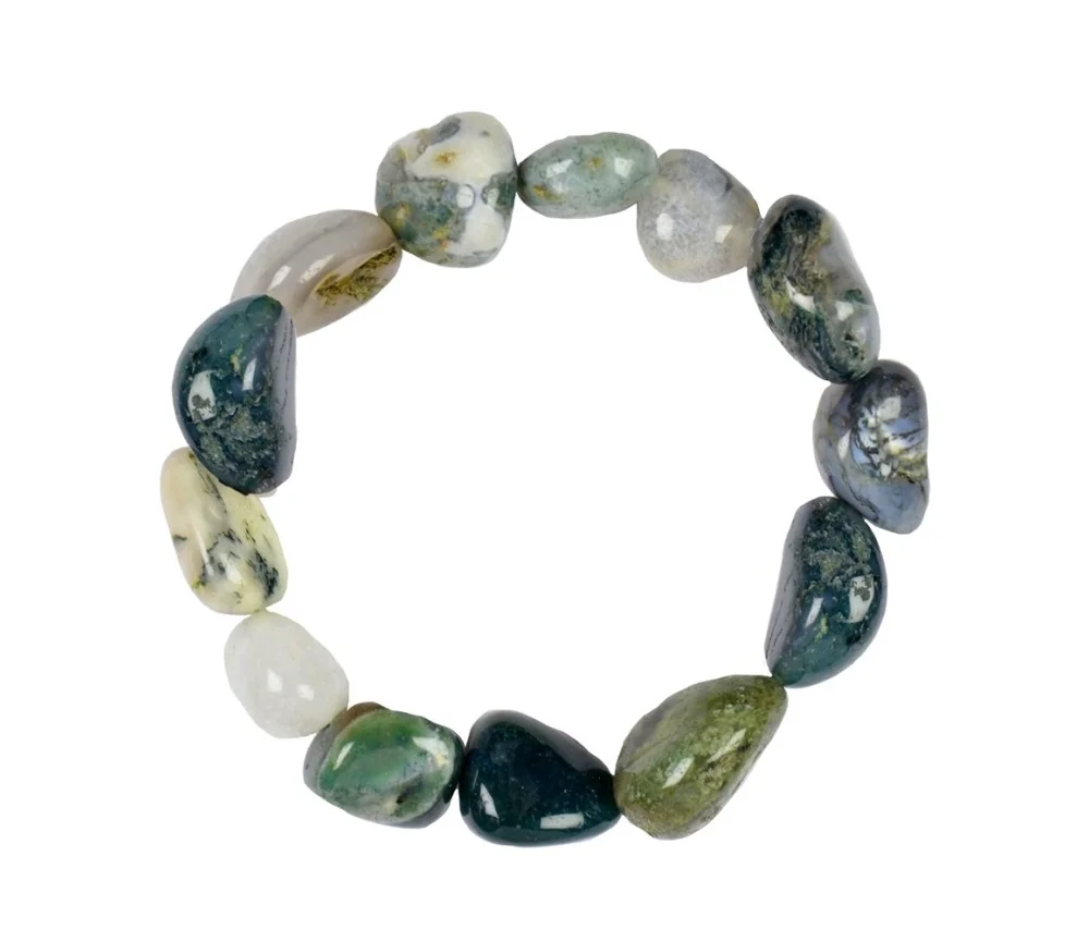 Armband - Moosachat, 18 - 22mm Nuggets