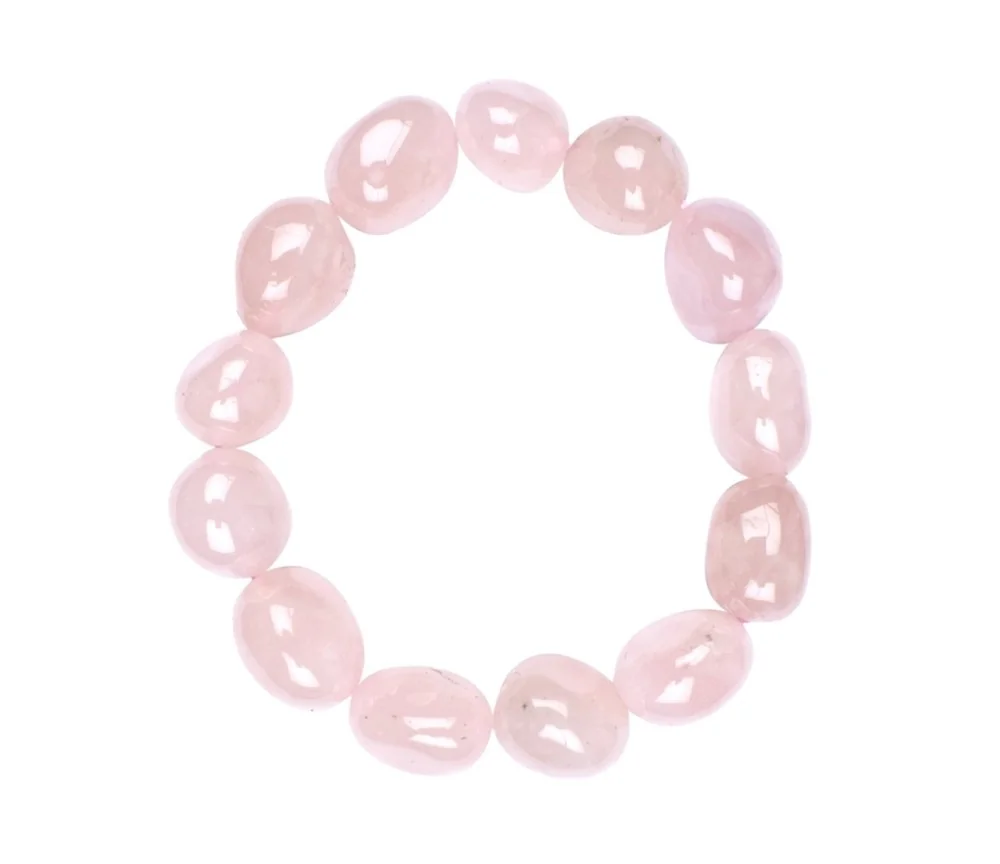 Armband - Rosenquarz, 12 -15mm Nuggets