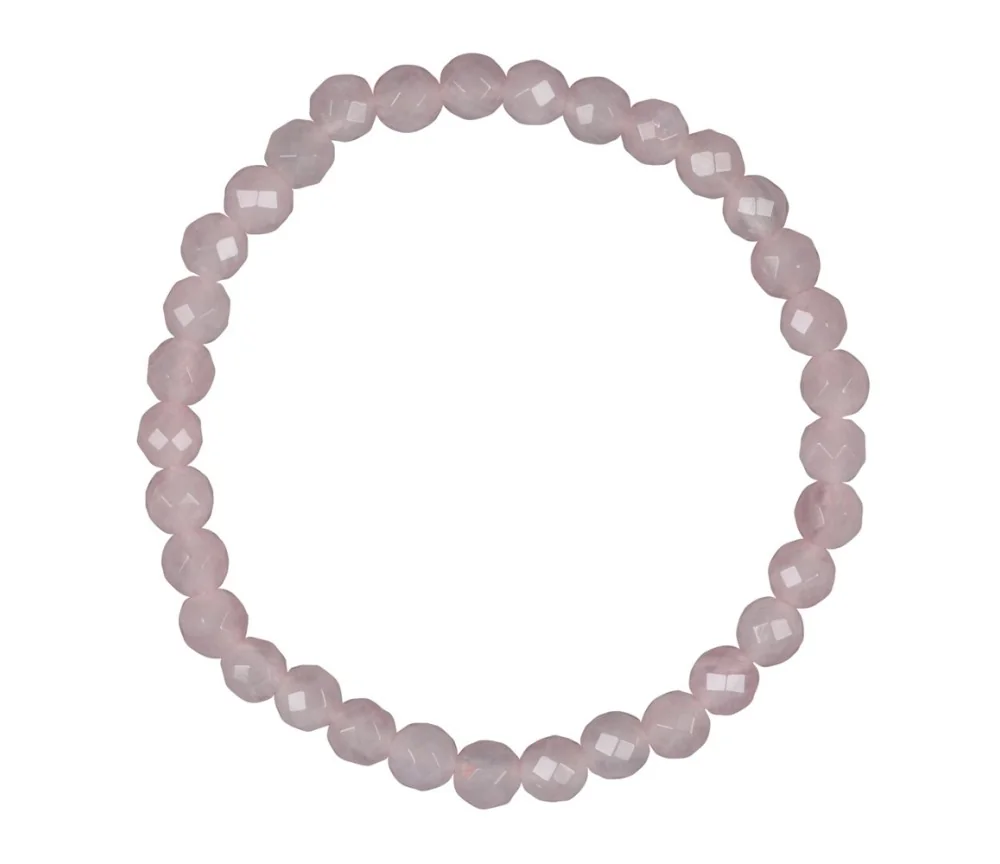 Armband - Rosenquarz, 06mm Kugeln, facettiert