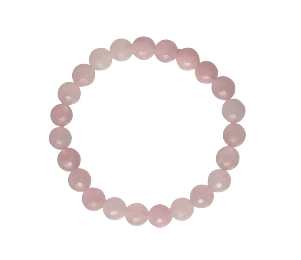 Armband - Rosenquarz, 08mm Kugeln, facettiert