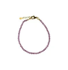 Armband - Rubin Kugeln (3mm) facettiert, vergoldet, Verlängerungskettchen