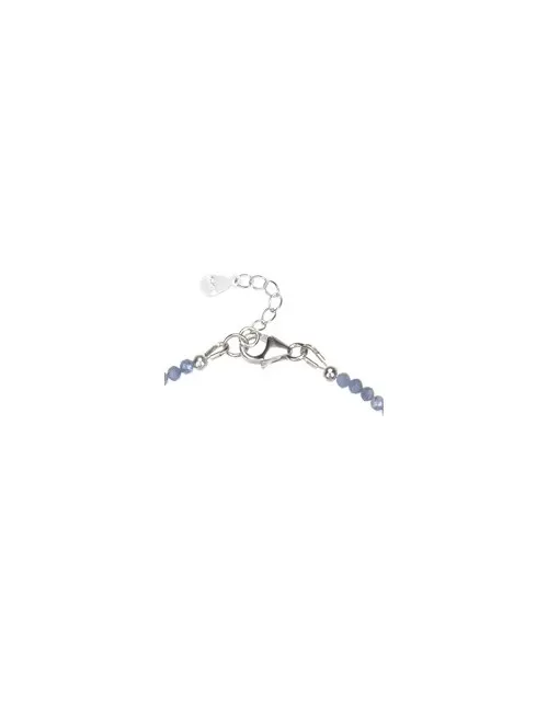 Armband - Saphir Kugeln (3mm), facettiert rhodiniert, Verlängerungskettchen