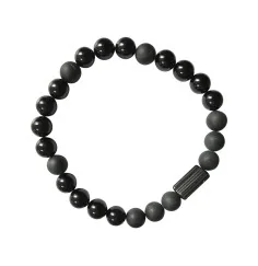 Armband - Schörl (stab.), Kugel, 08mm, Kristall