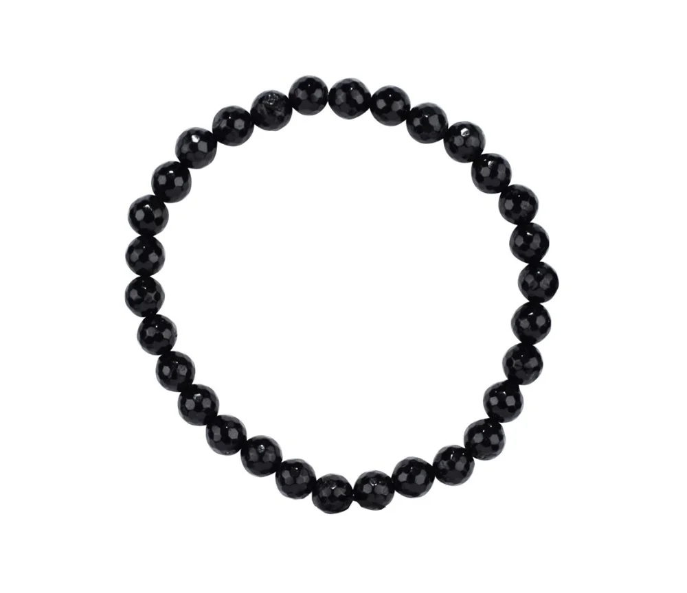 Armband - Schörl (stab.), 06mm Kugeln, facettiert