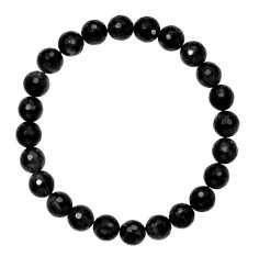 Armband - Schörl (stab.), 08mm Kugeln, facettiert