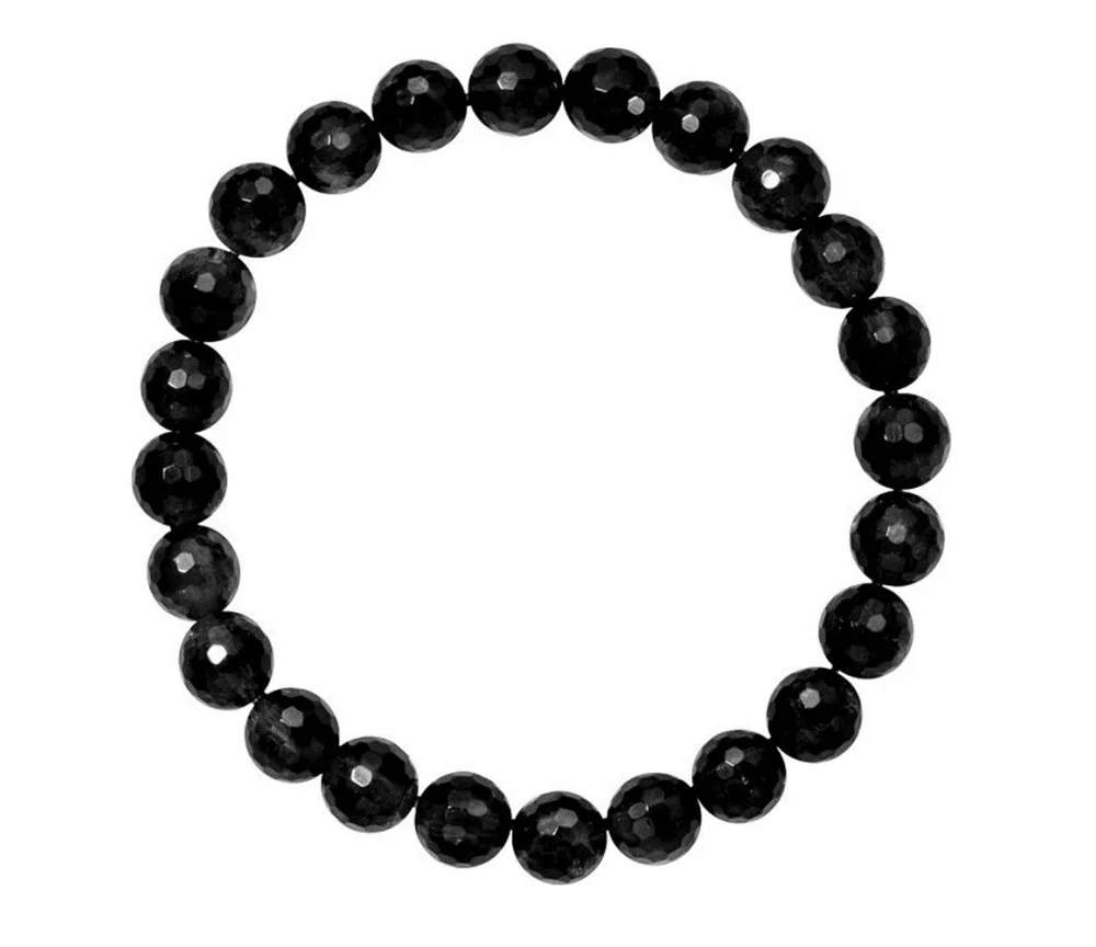 Armband - Schörl (stab.), 08mm Kugeln, facettiert