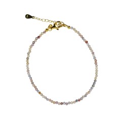 Armband - Zirkon Kugeln (2mm) facettiert, vergoldet, Verlängerungskettchen