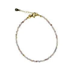 Armband - Zirkon Kugeln (2mm) facettiert, vergoldet, Verlängerungskettchen