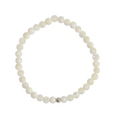 Armband - Perlmutt (weiß), Kugeln, 05mm