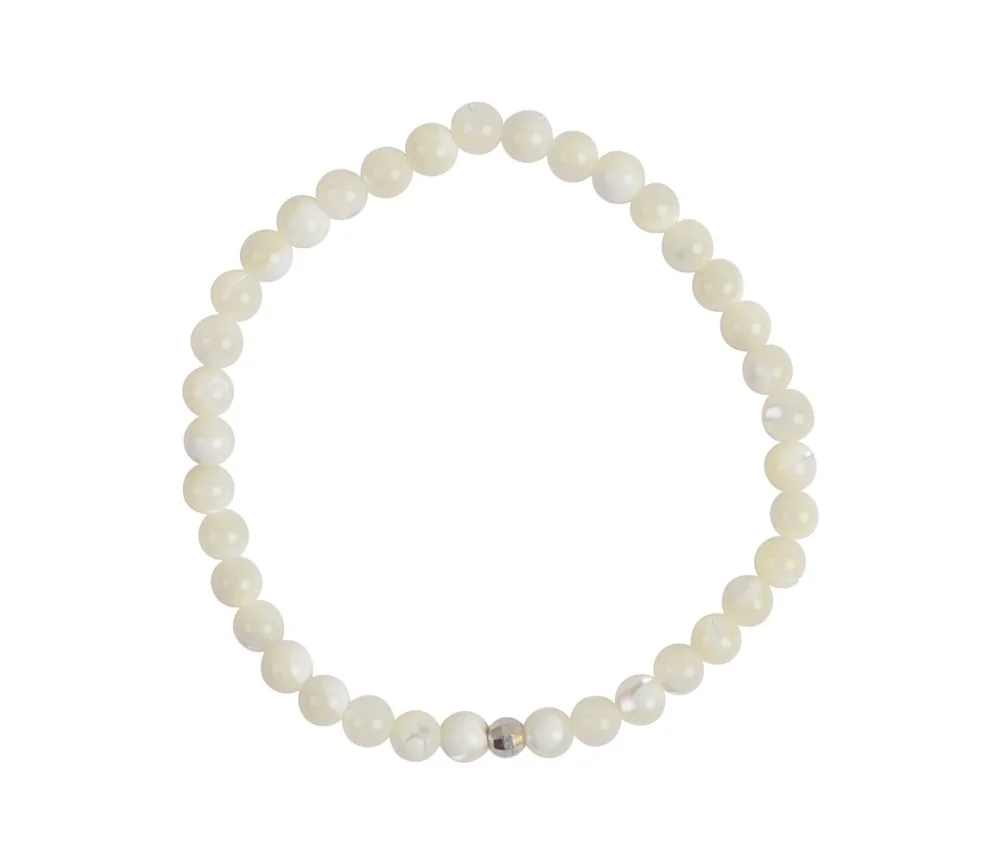Armband - Perlmutt (weiß), Kugeln, 05mm
