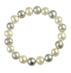 Armband - Perle weiß/silber im Wechsel, 19cm